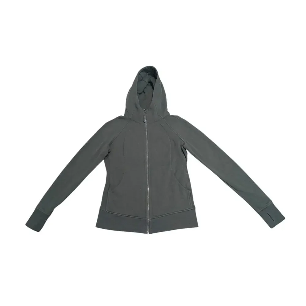 Lululemon Scuba Full-Zip Hoodie Dark Forest Olive Green Womens 10 Jacket Workout